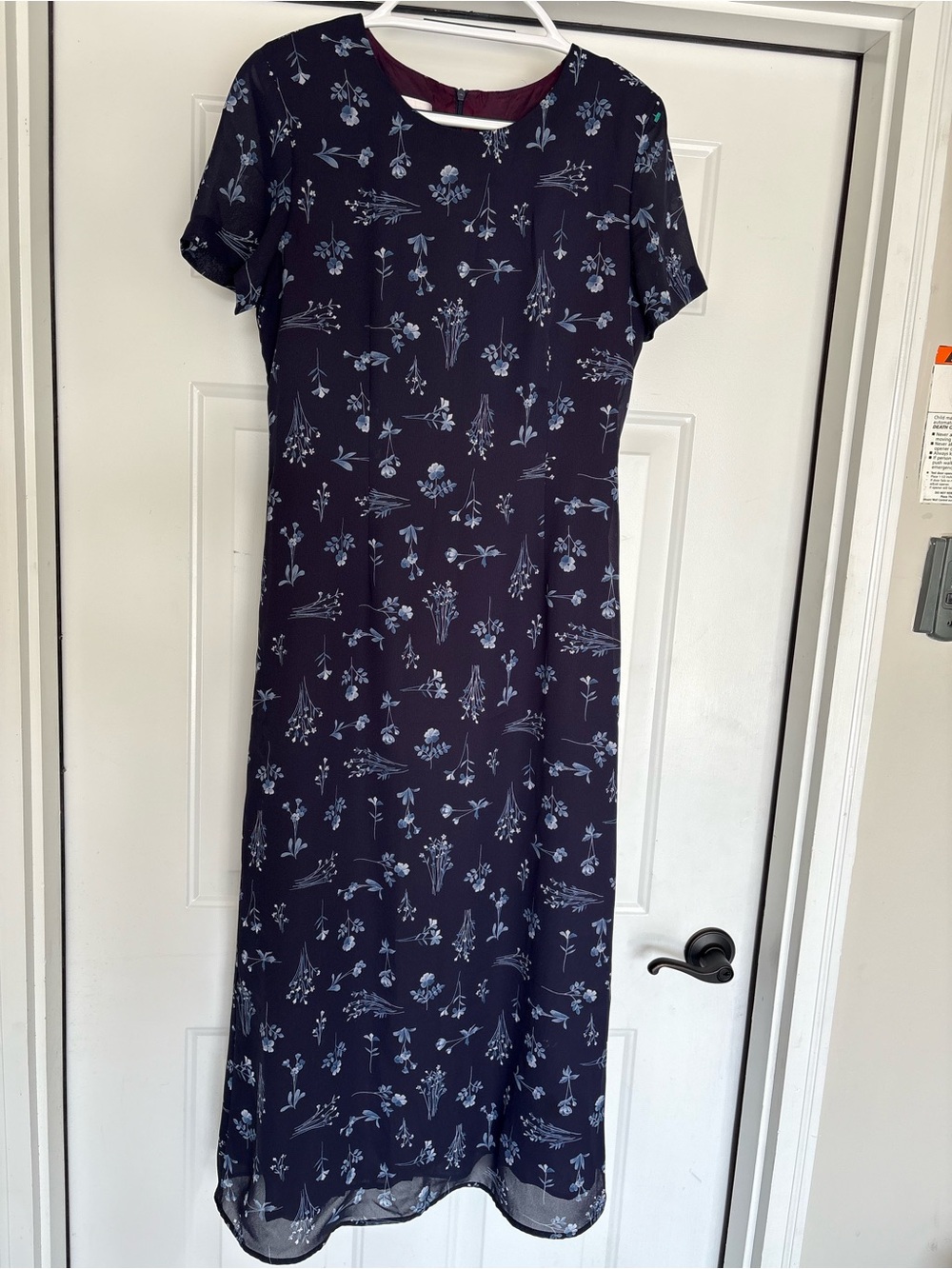 Donna Ricco Navy Floral Maxi Dress with Light Blue Print